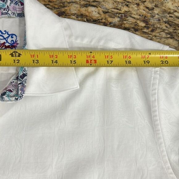 Robert Graham White Cotton Damask Long Sleeve Button Down Shirt Size 2XL - Picture 10 of 12